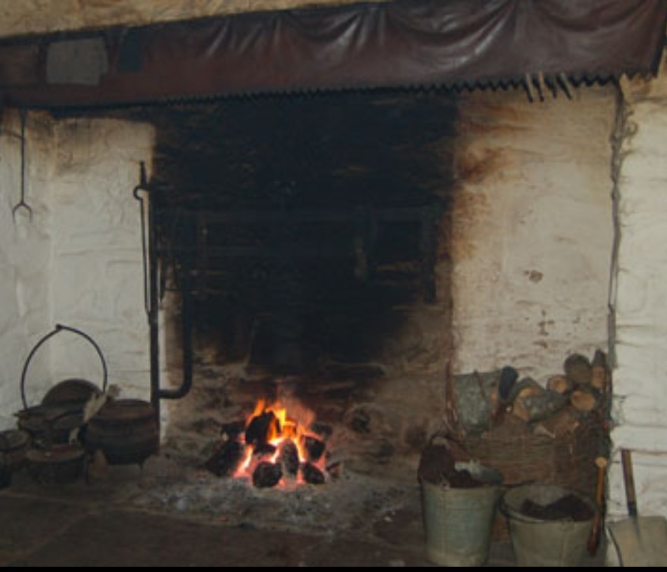 A traditional irish hearth similar the that of an inglenook